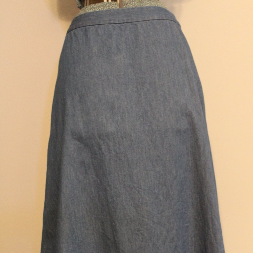 Y2K Denim Asymmetrical Distressed Midi Skirt - Picture 3 of 8
